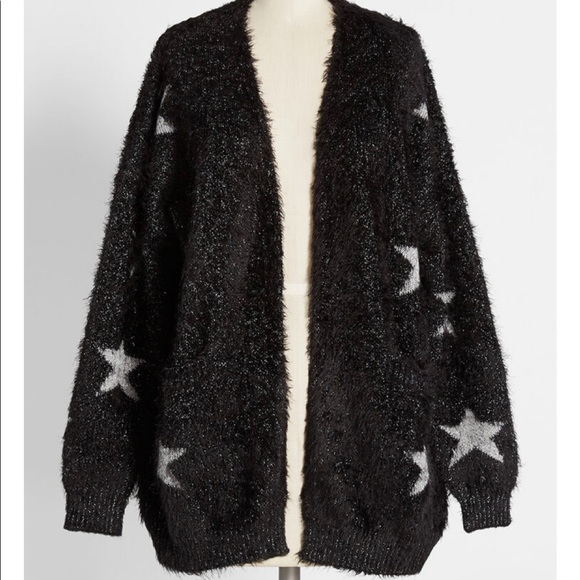 Modcloth Sweaters - Shimmering Starscape Fuzzy Cardigan